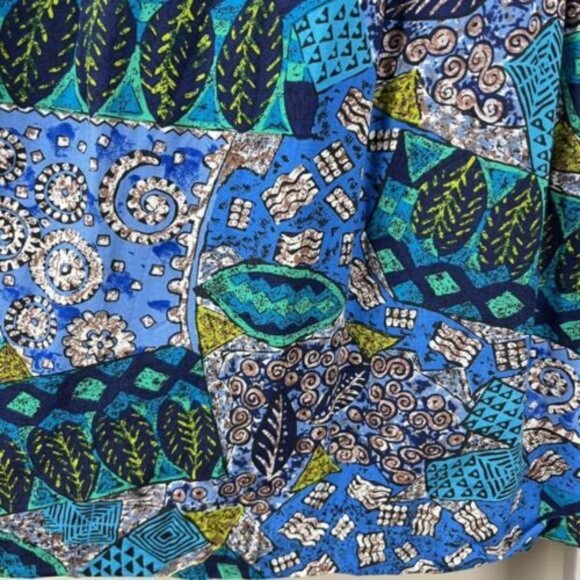 Worthington Vintage Maxi Skirt Abstract‎ Batik Pleated Rayon 90s USA Size 14 - Picture 3 of 6